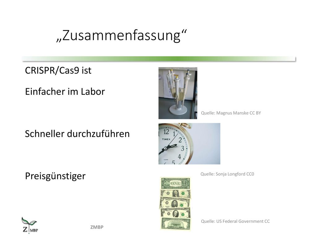 „Zusammenfassung CRISPR/Cas9 ist Einfacher im Labor Schneller durchzuführen Preisgünstiger Quelle: Magnus Manske CC BY.