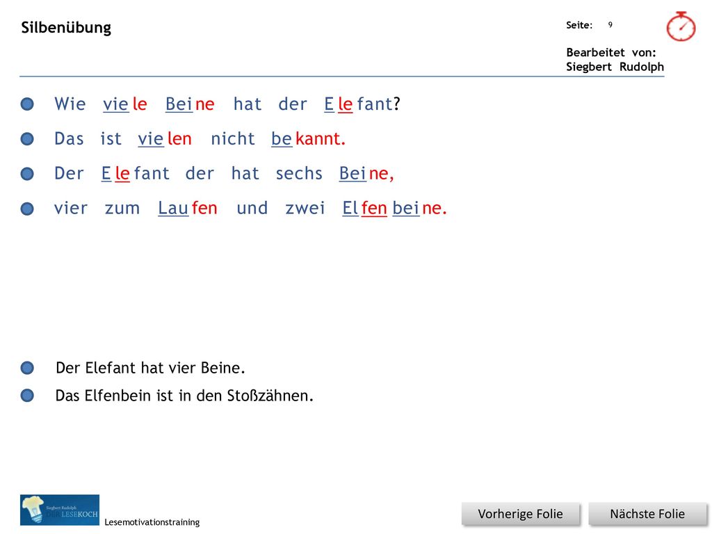 Wie vie le Bei ne hat der E le fant Das ist vie len nicht be kannt.