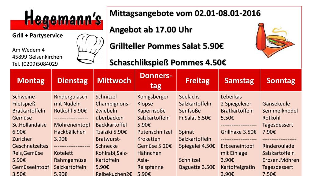 Mittagsangebote vom Angebot ab Uhr