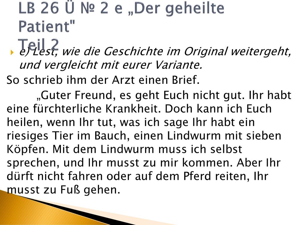 LB 26 Ü № 2 e „Der geheilte Patient Teil 2