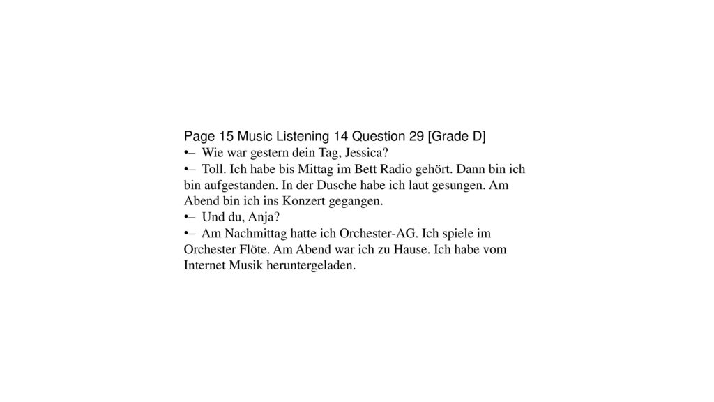 Page 15 Music Listening 14 Question 29 [Grade D]