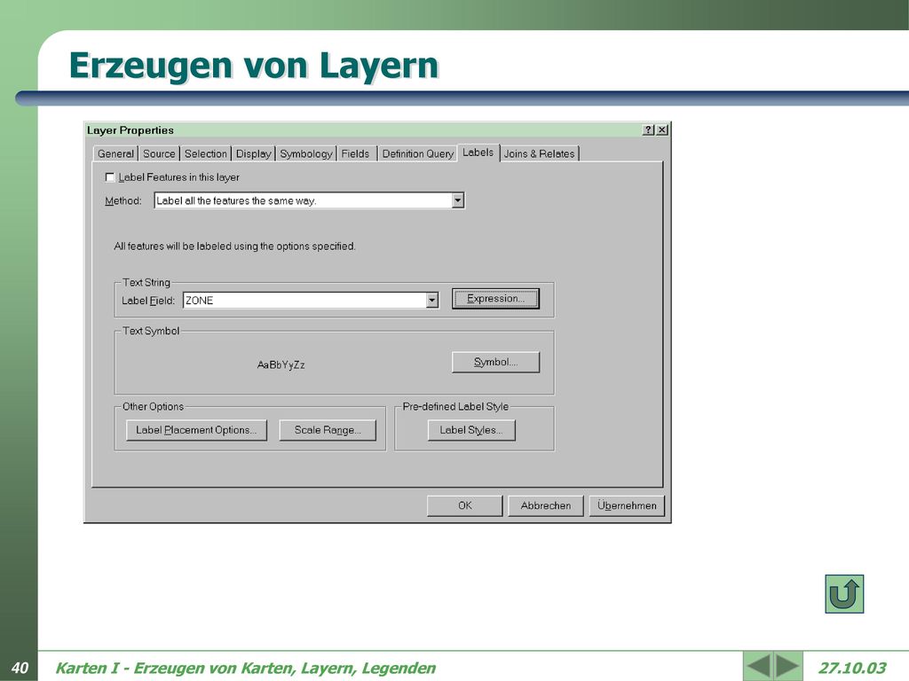 Erzeugen von Layern Karten I - Erzeugen von Karten, Layern, Legenden