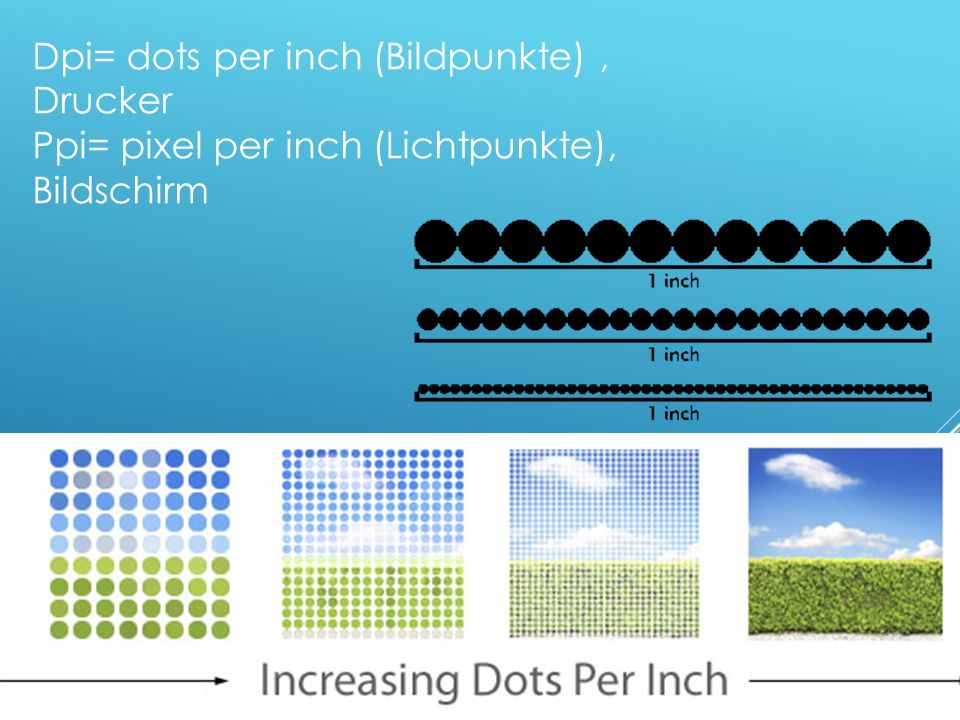 Dpi= dots per inch (Bildpunkte) , Drucker