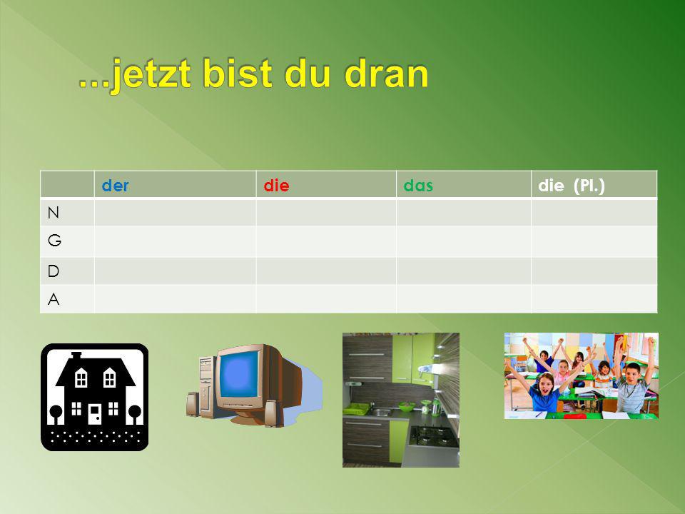 ...jetzt bist du dran der die das die (Pl.) N G D A