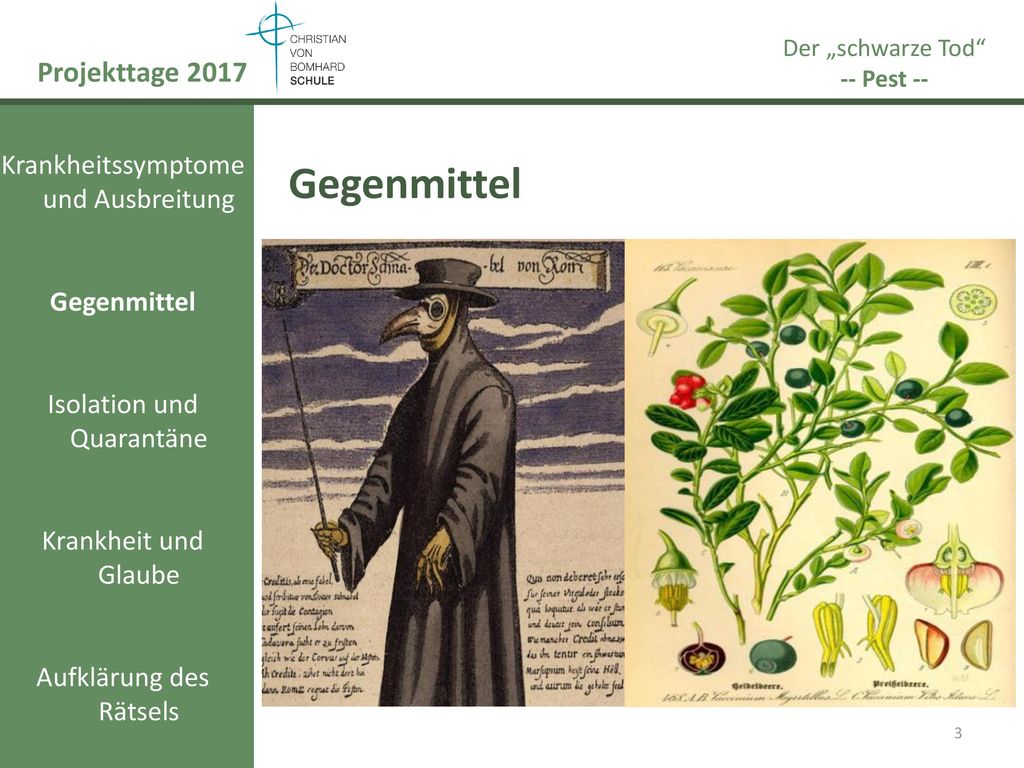 Gegenmittel Projekttage 2017 Krankheitssymptome und Ausbreitung