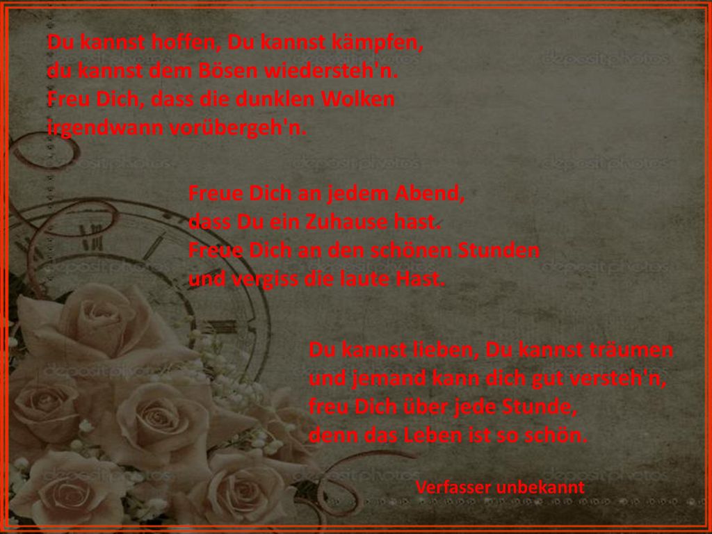 Du kannst hoffen, Du kannst kämpfen, du kannst dem Bösen wiedersteh n