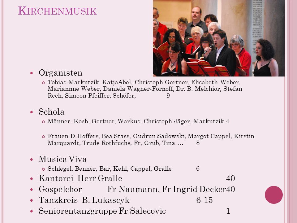 Kirchenmusik Organisten Schola Musica Viva Kantorei Herr Gralle 40