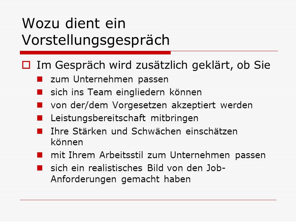 Wozu dient ein Vorstellungsgespräch