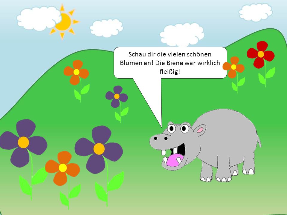 Schau dir die vielen schönen Blumen an! Die Biene war wirklich fleißig!