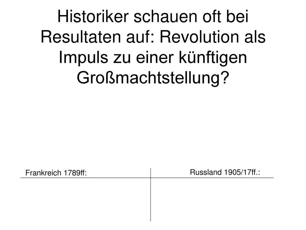 Historiker schauen oft bei Resultaten auf: Revolution als Impuls zu einer künftigen Großmachtstellung