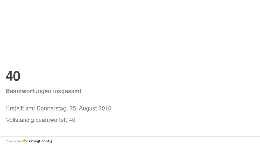 40 Beantwortungen insgesamt Erstellt am: Donnerstag, 25. August 2016