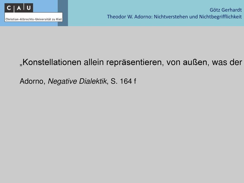 Götz Gerhardt Theodor W. Adorno: Nichtverstehen und Nichtbegrifflichkeit.