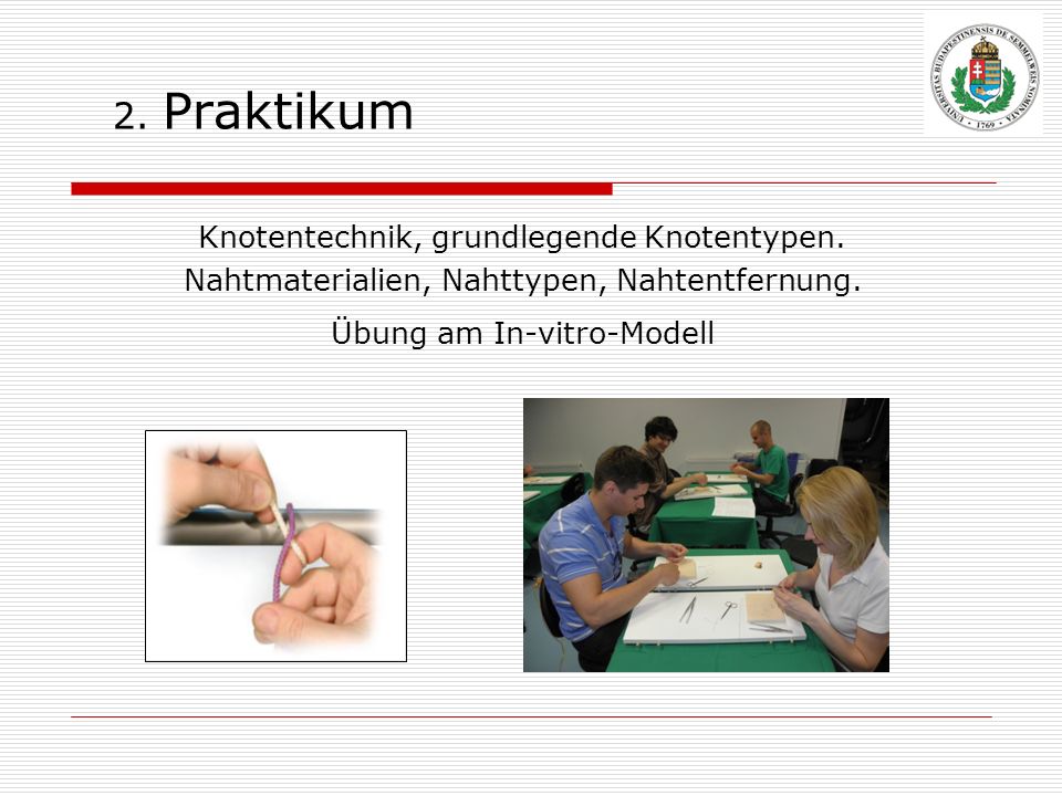 2. Praktikum Knotentechnik, grundlegende Knotentypen.