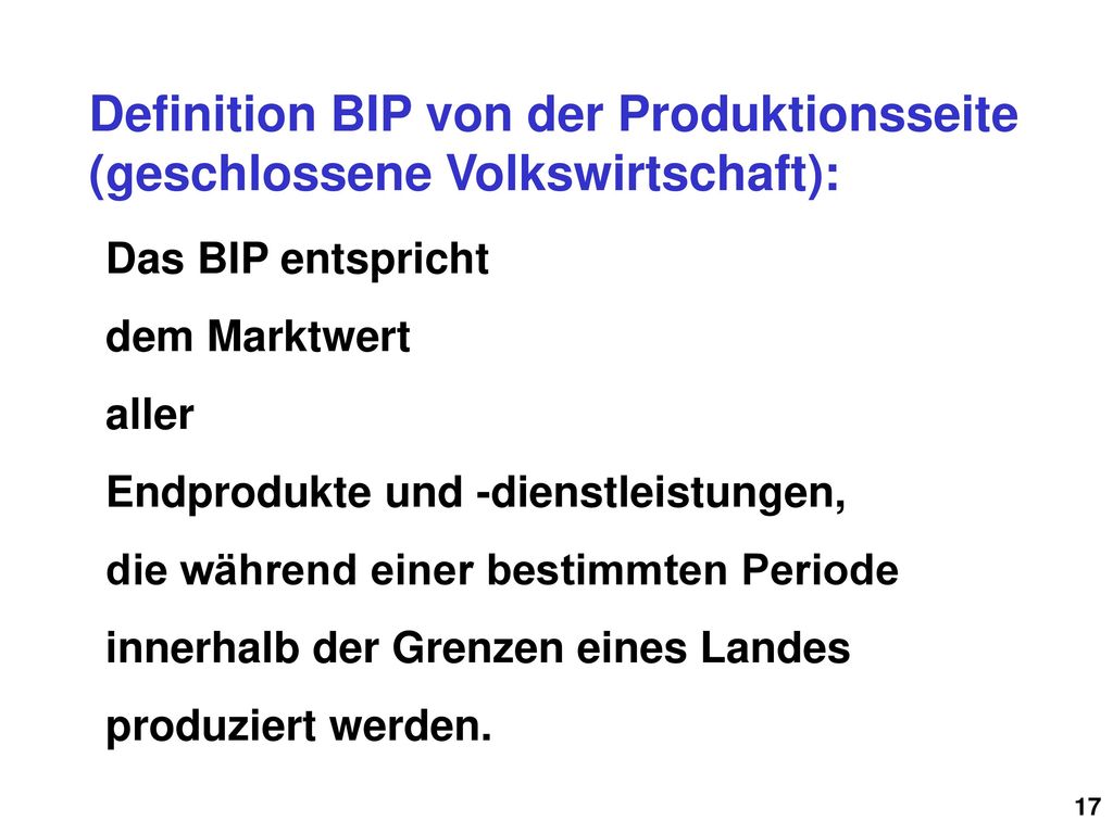 Definition BIP von der Produktionsseite
