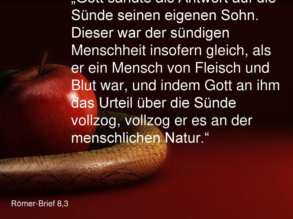 „Gott sandte als Antwort auf die Sünde seinen eigenen Sohn