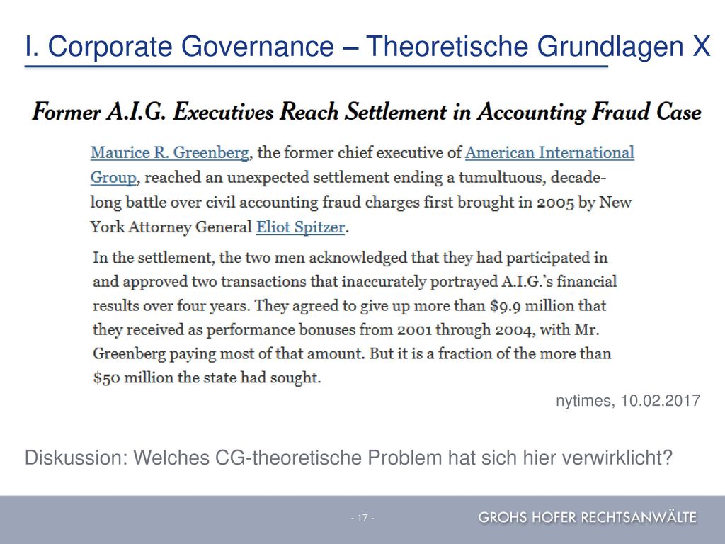I. Corporate Governance – Theoretische Grundlagen X