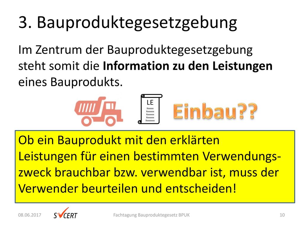 Einbau 3. Bauproduktegesetzgebung