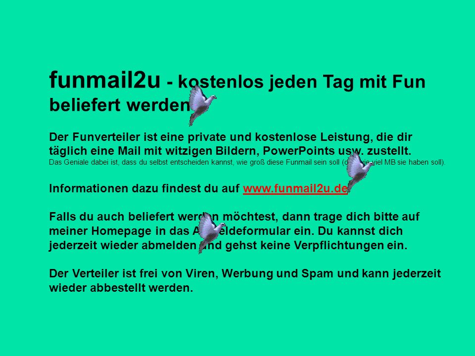 funmail2u - kostenlos jeden Tag mit Fun beliefert werden