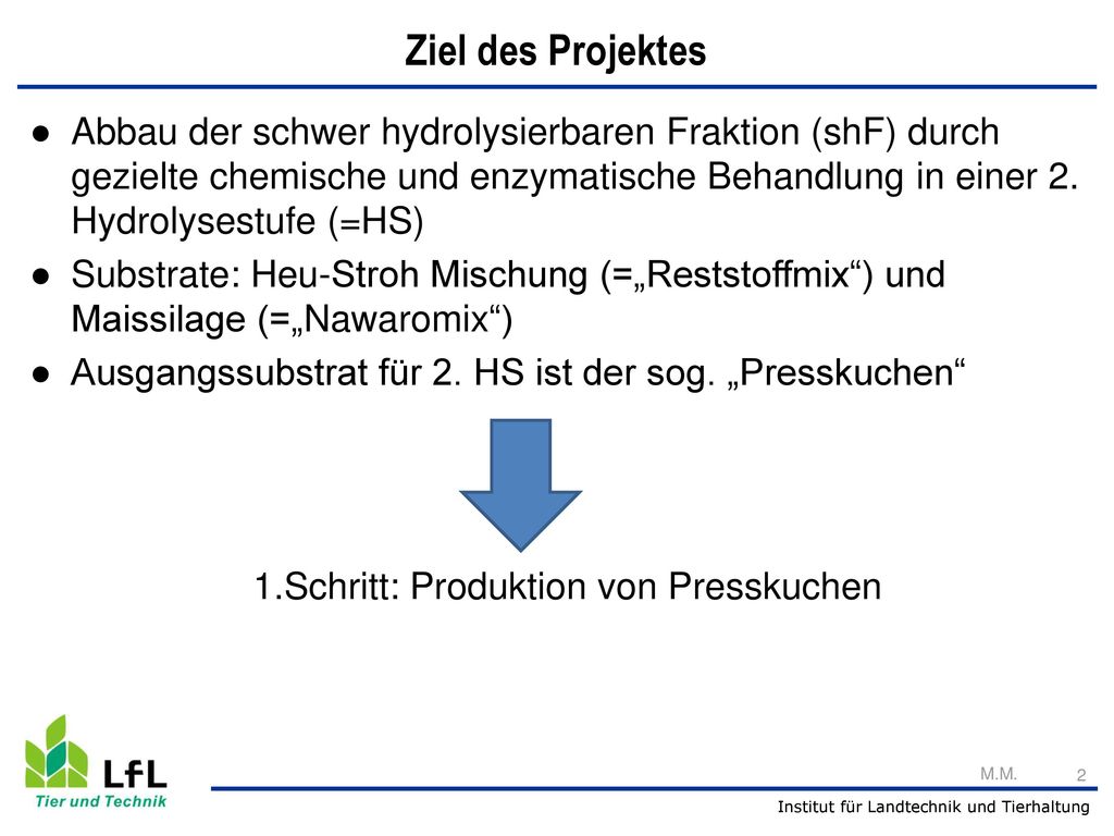 1.Schritt: Produktion von Presskuchen