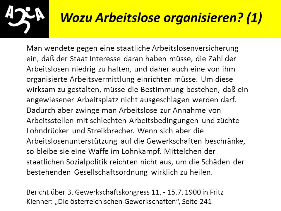 Wozu Arbeitslose organisieren (1)