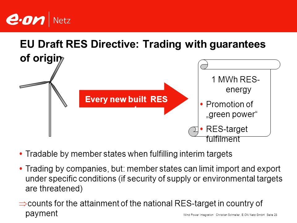EU Draft RES Directive: Trading with guarantees of origin