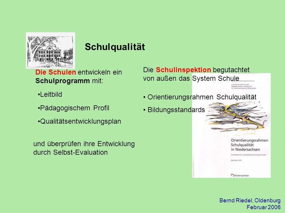 Schulqualität. Die Schulinspektion begutachtet von außen das System Schule. Orientierungsrahmen Schulqualität.