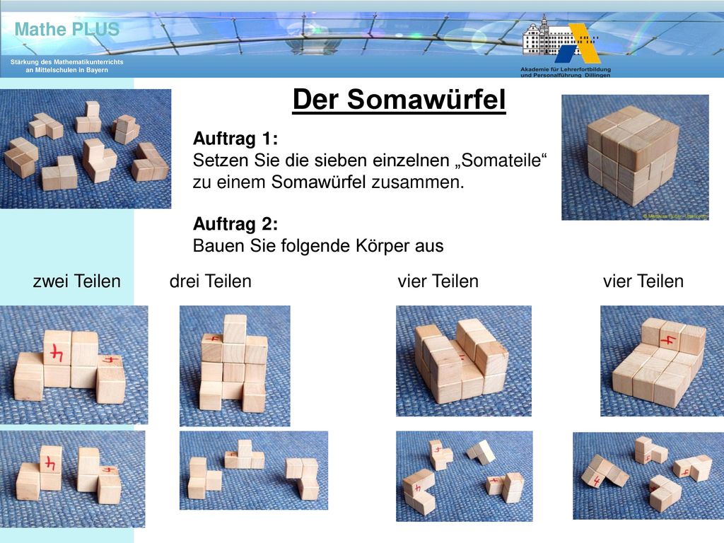 Der Somawürfel Auftrag 1: Setzen Sie die sieben einzelnen „Somateile