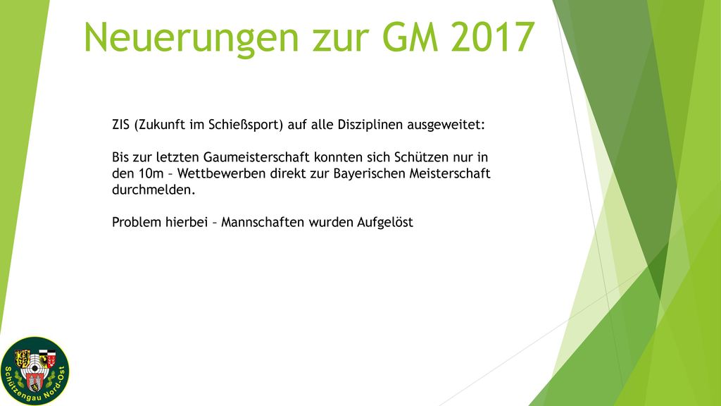 Neuerungen zur GM 2017 ZIS (Zukunft im Schießsport) auf alle Disziplinen ausgeweitet: