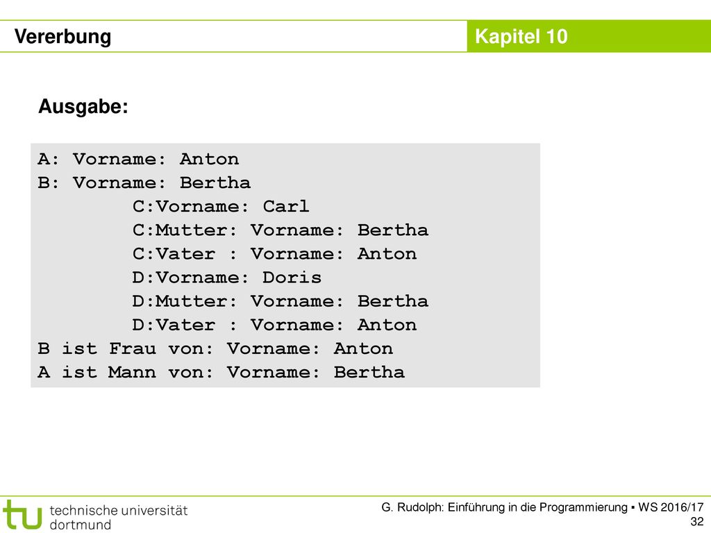 C:Mutter: Vorname: Bertha C:Vater : Vorname: Anton D:Vorname: Doris