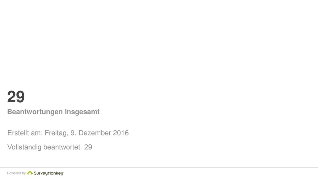 29 Beantwortungen insgesamt Erstellt am: Freitag, 9. Dezember 2016