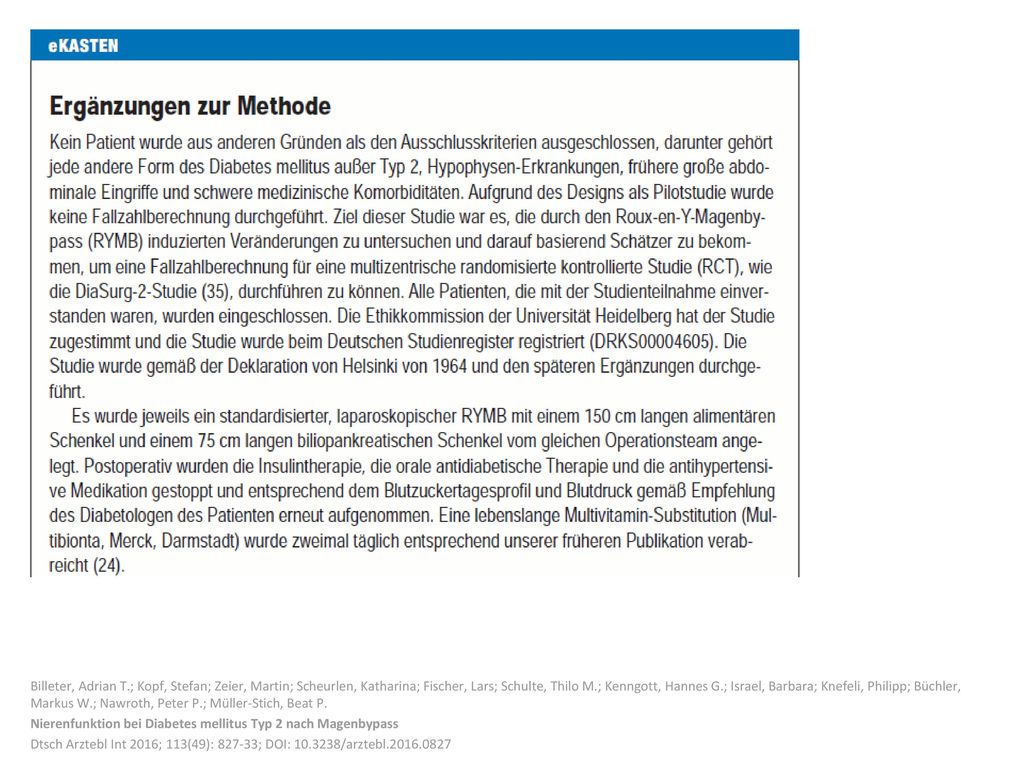 Billeter, Adrian T.; Kopf, Stefan; Zeier, Martin; Scheurlen, Katharina; Fischer, Lars; Schulte, Thilo M.; Kenngott, Hannes G.; Israel, Barbara; Knefeli, Philipp; Büchler, Markus W.; Nawroth, Peter P.; Müller-Stich, Beat P.
