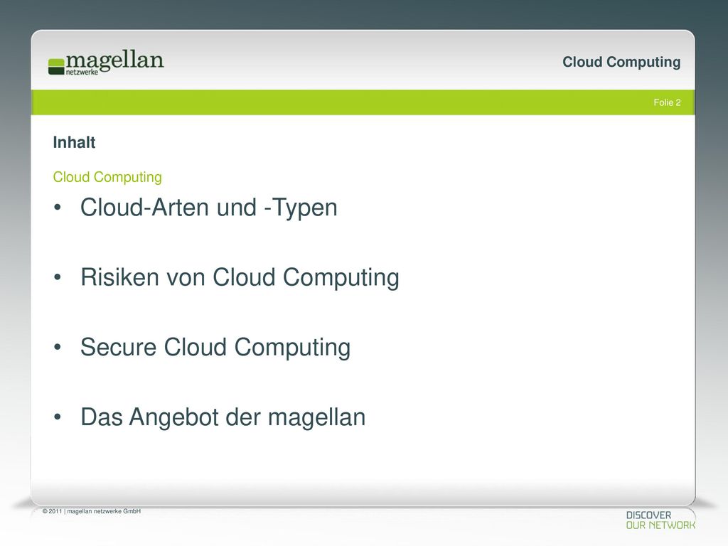 Cloud-Arten und -Typen Risiken von Cloud Computing