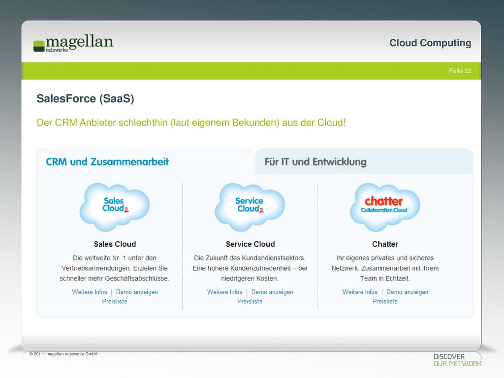 SalesForce (SaaS) Der CRM Anbieter schlechthin (laut eigenem Bekunden) aus der Cloud!