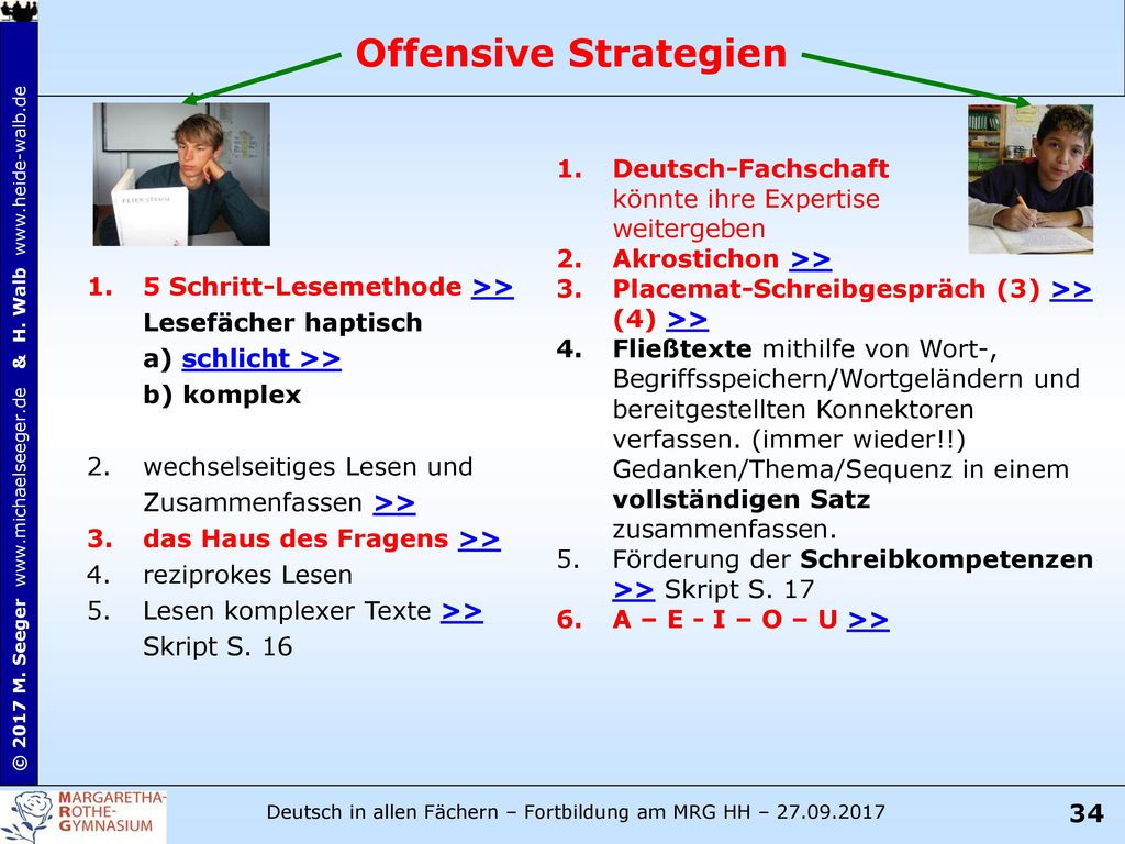 Offensive Strategien Deutsch-Fachschaft könnte ihre Expertise weitergeben. Akrostichon >> Placemat-Schreibgespräch (3) >> (4) >>