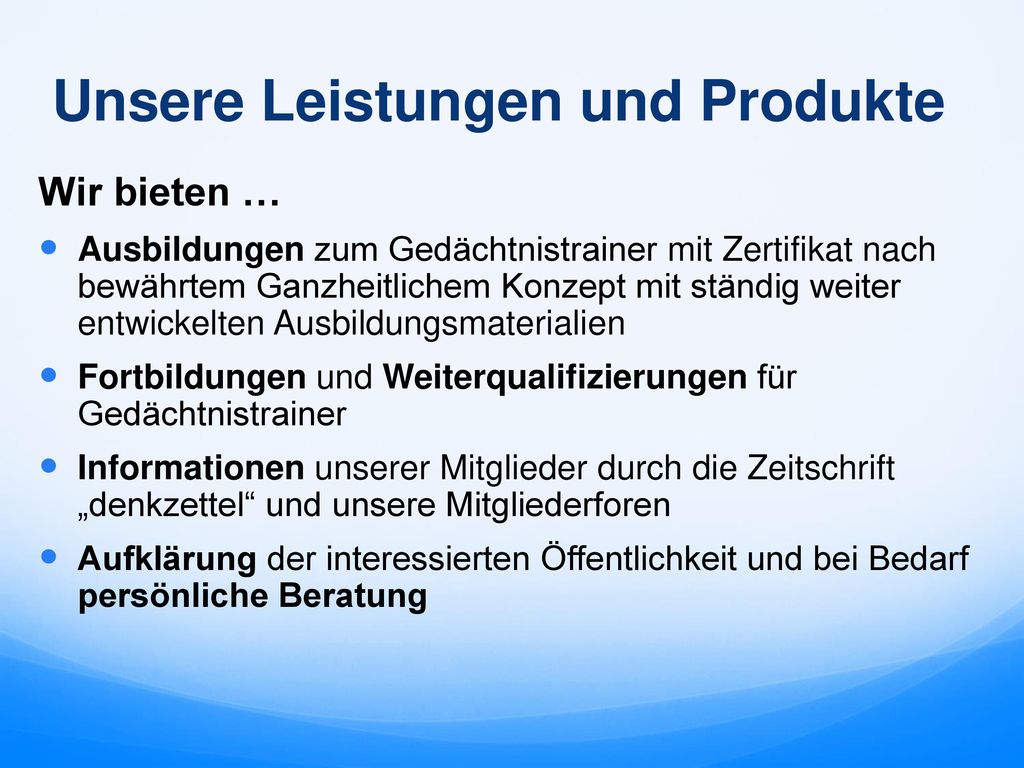 Unsere Leistungen und Produkte