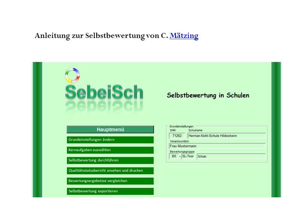 Anleitung zur Selbstbewertung von C. Mätzing