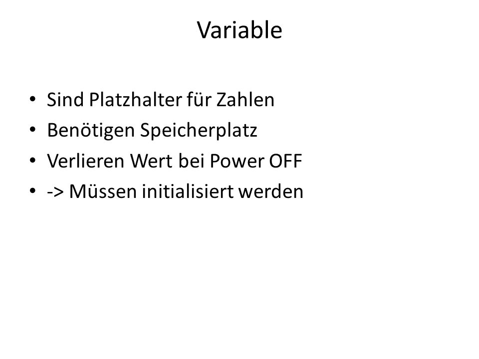 Variable Sind Platzhalter für Zahlen Benötigen Speicherplatz