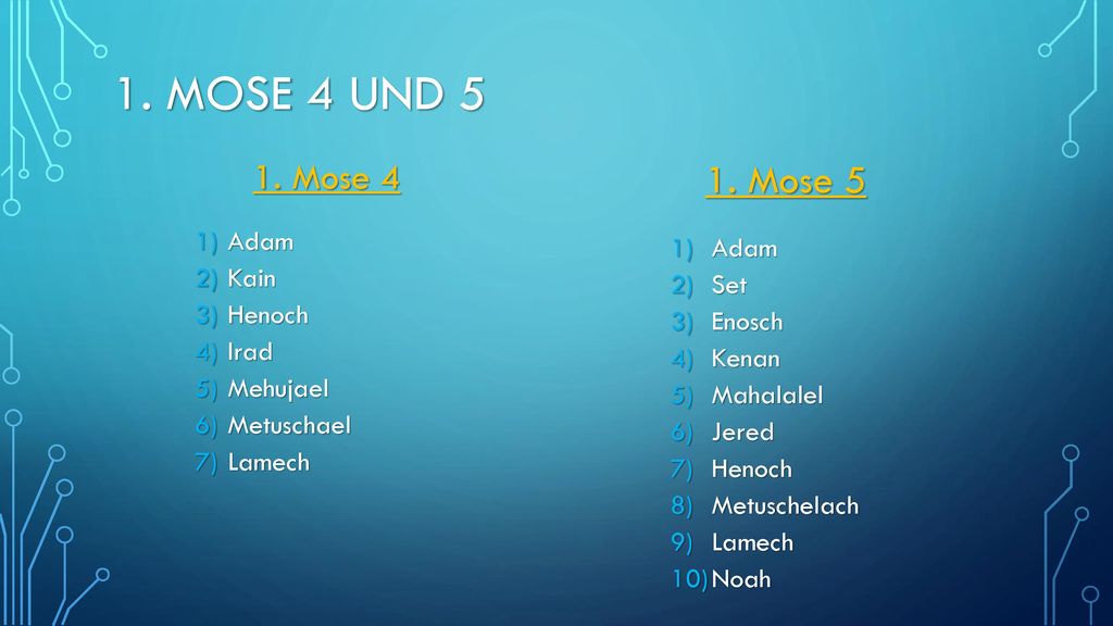 1. Mose 4 und 5 1. Mose 5 1. Mose 4 Adam Adam Kain Set Henoch Enosch