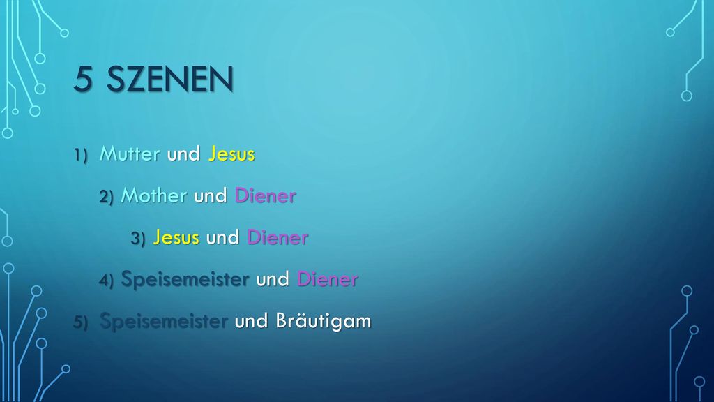5 SZenen Mutter und Jesus Mother und Diener Jesus und Diener
