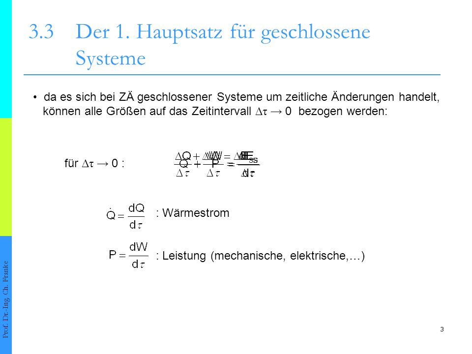 3.3 Der 1. Hauptsatz für geschlossene Systeme