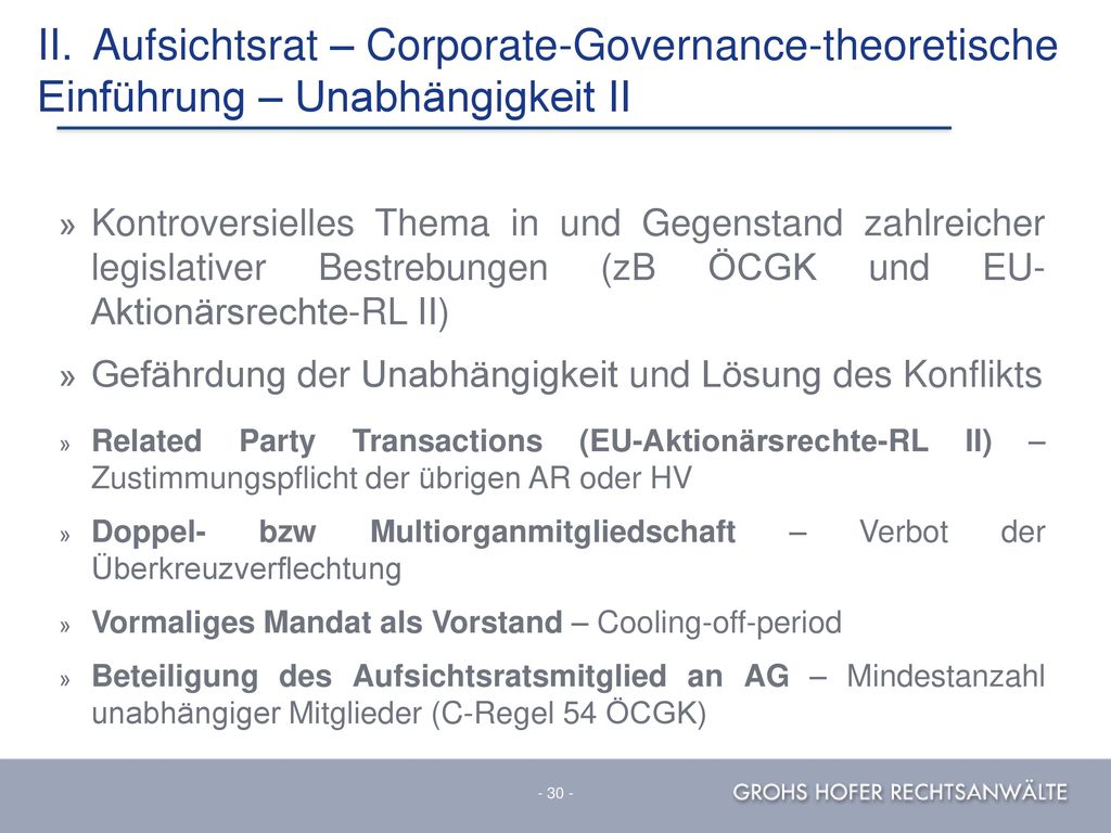 II. Aufsichtsrat – Corporate-Governance-theoretische Einführung – Unabhängigkeit II