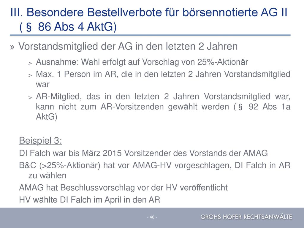 III. Besondere Bestellverbote für börsennotierte AG II (§ 86 Abs 4 AktG)
