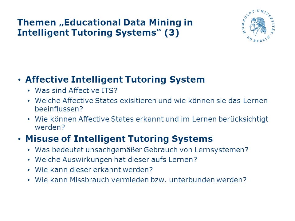 Themen „Educational Data Mining in Intelligent Tutoring Systems (3)
