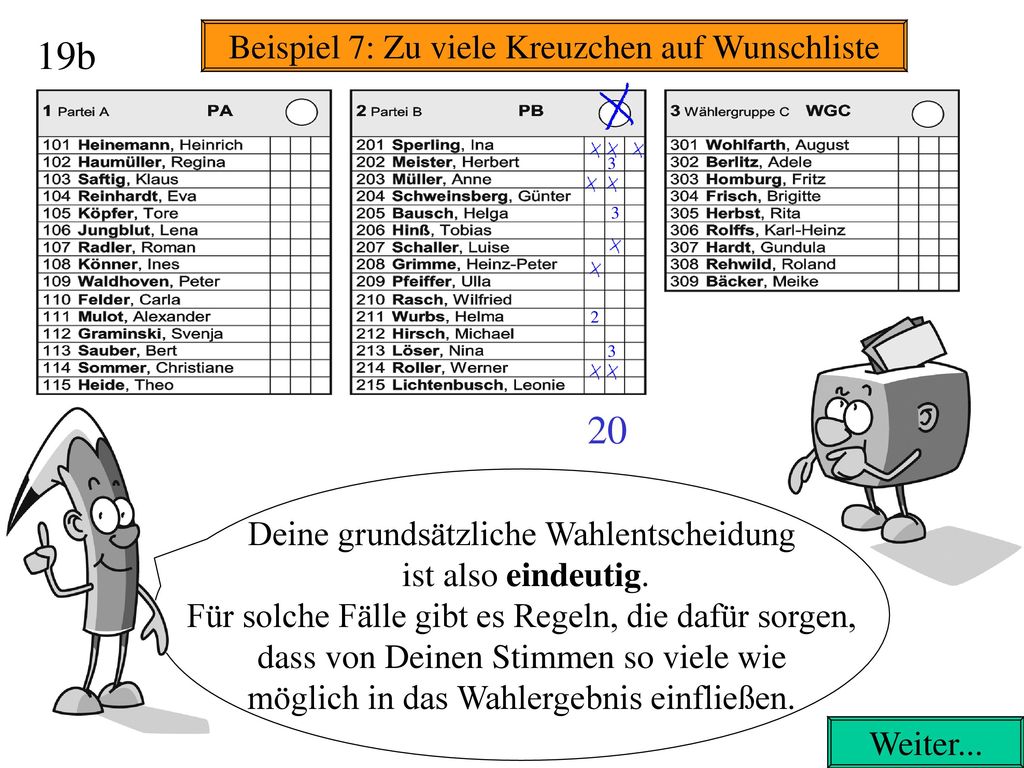 Beispiel 7: Zu viele Kreuzchen auf Wunschliste
