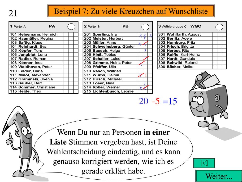 =15 Beispiel : Zu viele Kreuzchen auf Wunschliste