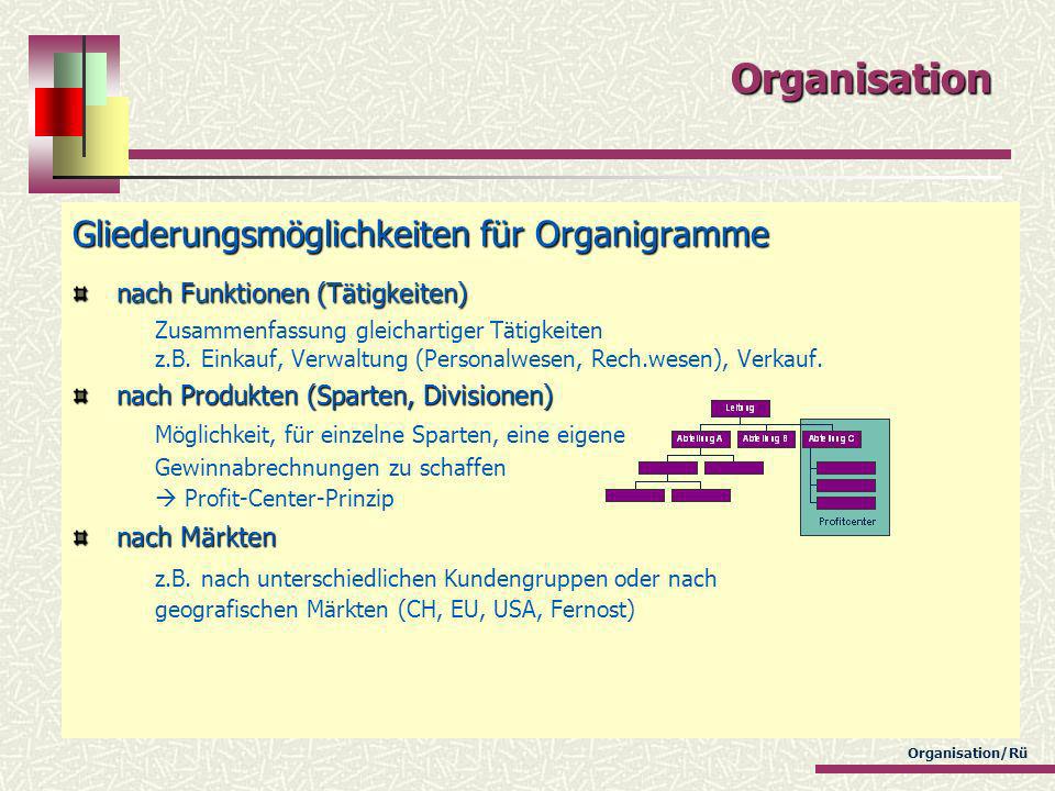 Organisation Gliederungsmöglichkeiten für Organigramme