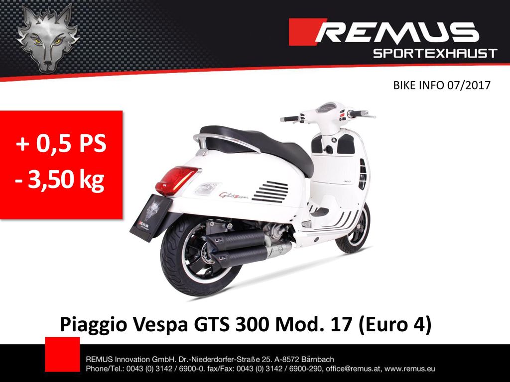 + 0,5 PS - 3,50 kg Piaggio Vespa GTS 300 Mod. 17 (Euro 4)