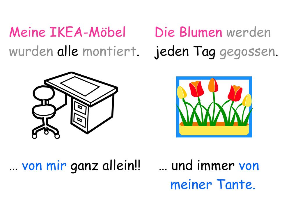 Meine IKEA-Möbel wurden alle montiert. … von mir ganz allein!! Die Blumen werden. jeden Tag gegossen.