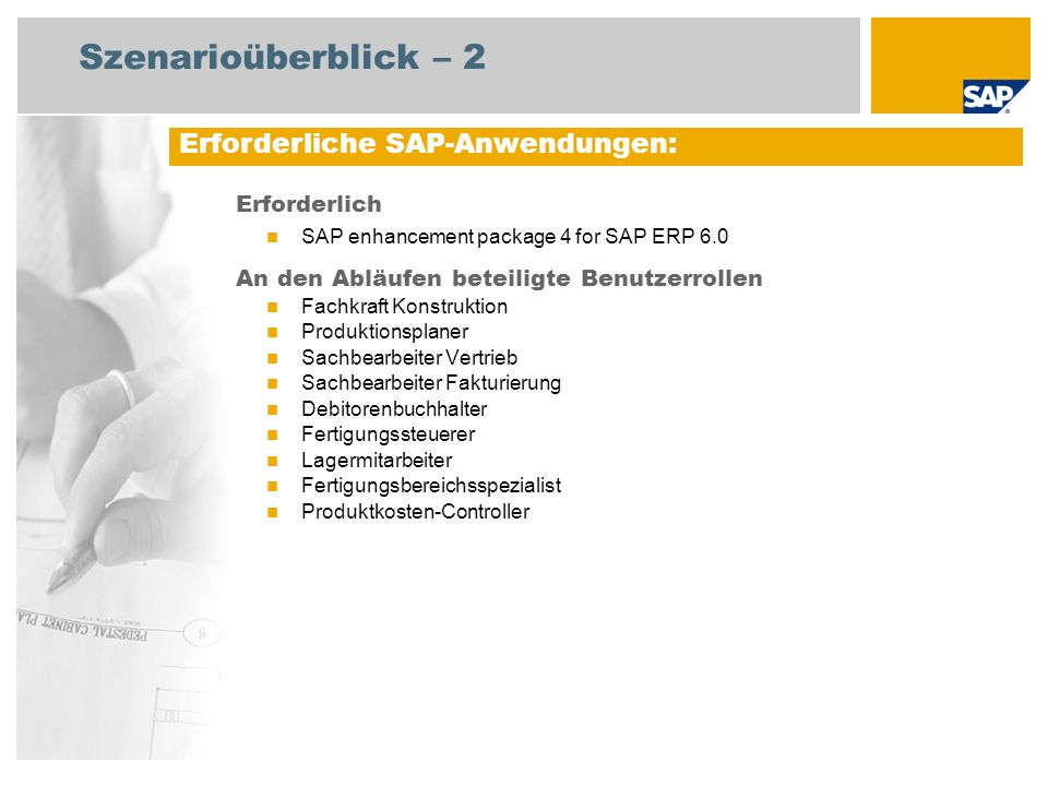 Szenarioüberblick – 2 Erforderliche SAP-Anwendungen: Erforderlich