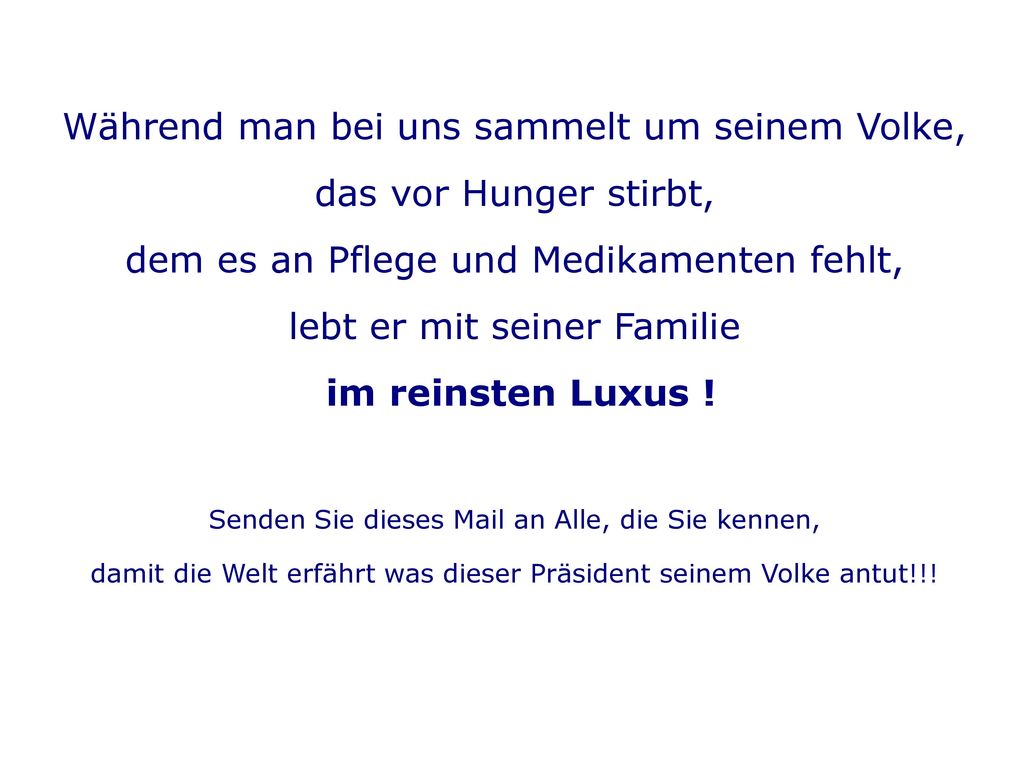 Während man bei uns sammelt um seinem Volke, das vor Hunger stirbt,